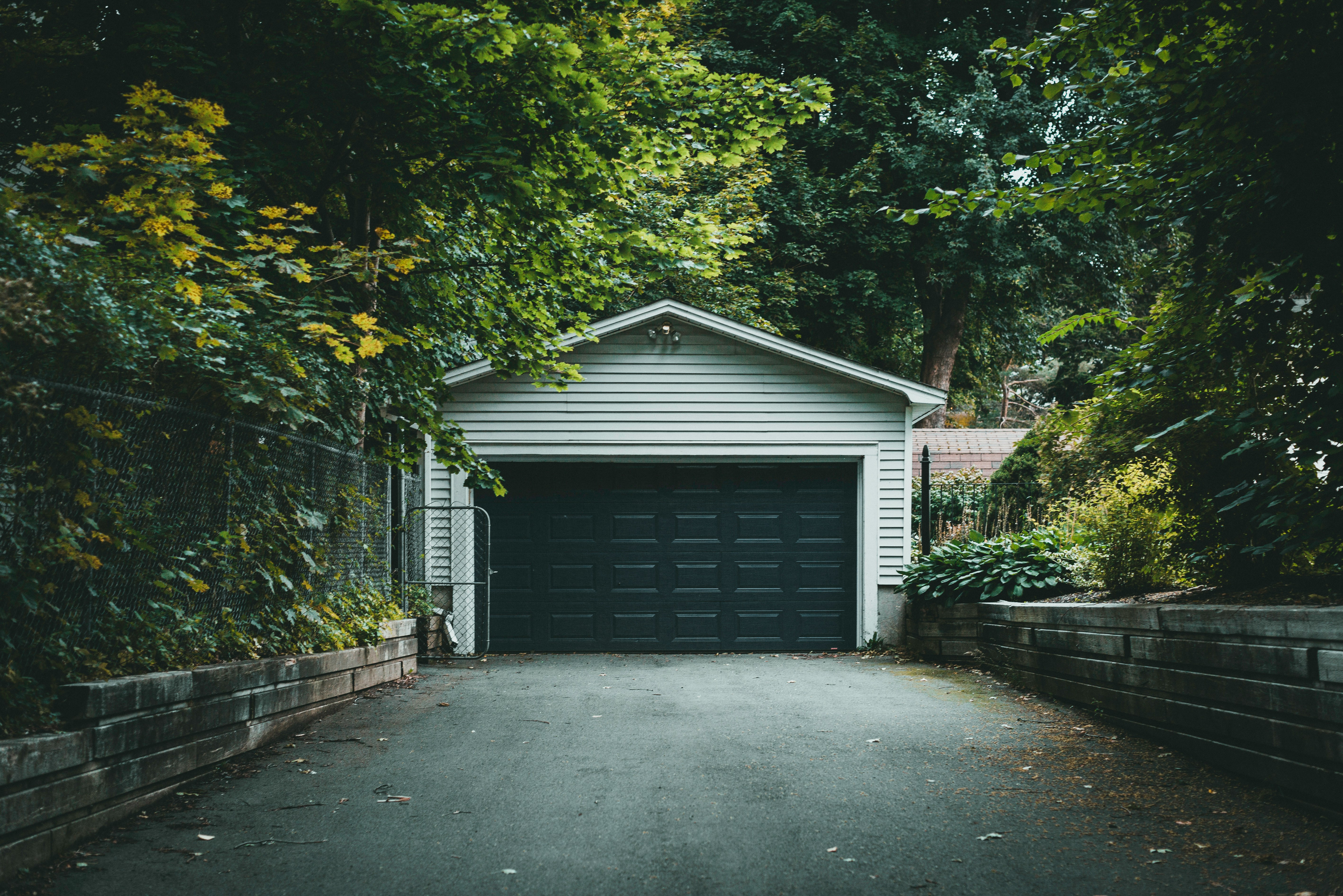 Residential garage with garage door